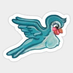 Cute Flying Turquoise Bird Sticker